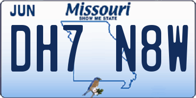 MO license plate DH7N8W