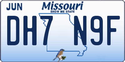 MO license plate DH7N9F