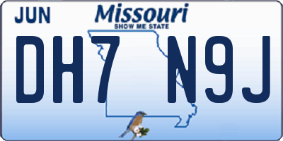 MO license plate DH7N9J