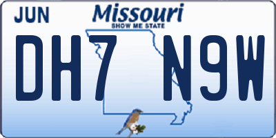 MO license plate DH7N9W