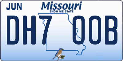 MO license plate DH7O0B