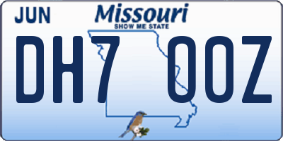 MO license plate DH7O0Z