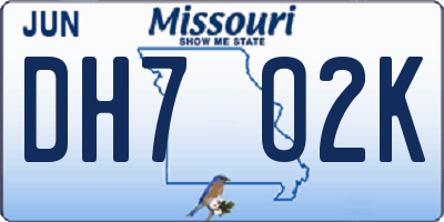 MO license plate DH7O2K