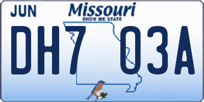 MO license plate DH7O3A