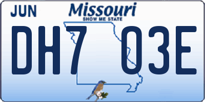 MO license plate DH7O3E