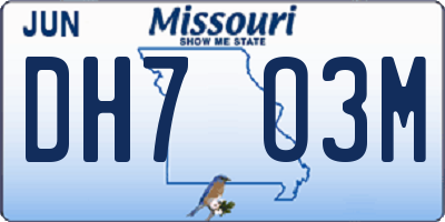 MO license plate DH7O3M