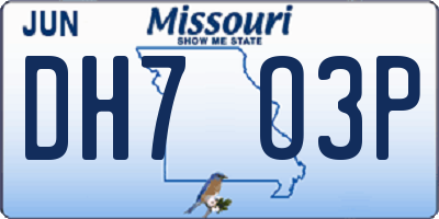 MO license plate DH7O3P