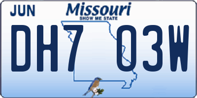 MO license plate DH7O3W