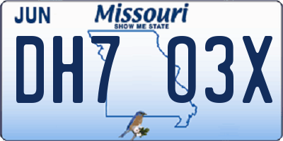 MO license plate DH7O3X
