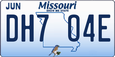 MO license plate DH7O4E