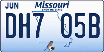 MO license plate DH7O5B