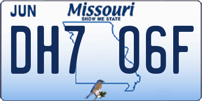 MO license plate DH7O6F