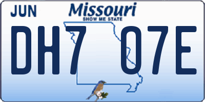 MO license plate DH7O7E
