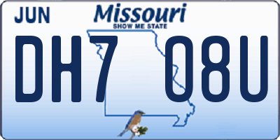 MO license plate DH7O8U