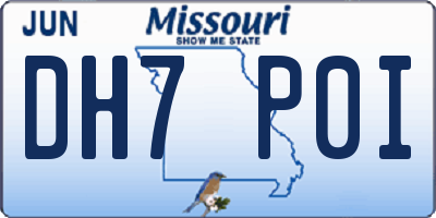 MO license plate DH7P0I