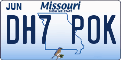 MO license plate DH7P0K