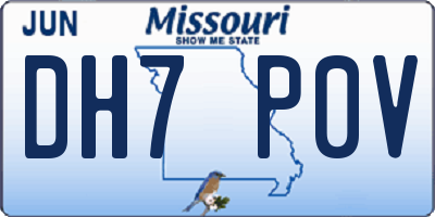 MO license plate DH7P0V
