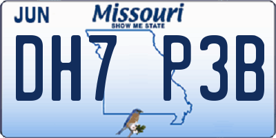 MO license plate DH7P3B