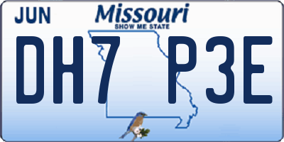 MO license plate DH7P3E