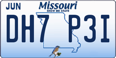 MO license plate DH7P3I