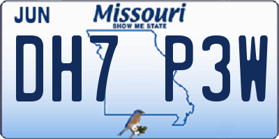 MO license plate DH7P3W