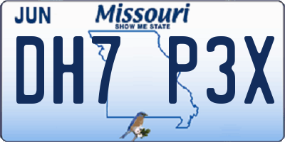 MO license plate DH7P3X