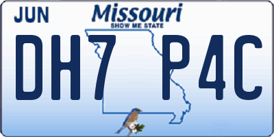 MO license plate DH7P4C