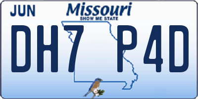 MO license plate DH7P4D