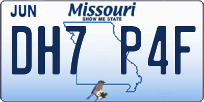 MO license plate DH7P4F