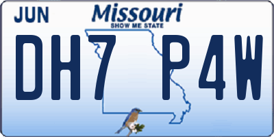 MO license plate DH7P4W