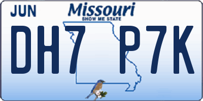 MO license plate DH7P7K