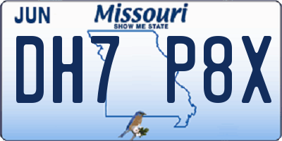 MO license plate DH7P8X