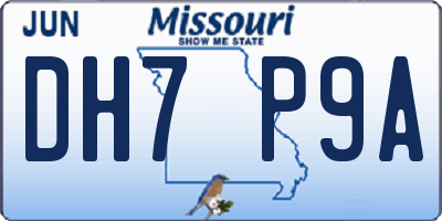 MO license plate DH7P9A