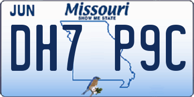 MO license plate DH7P9C