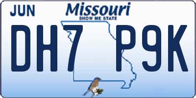 MO license plate DH7P9K