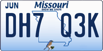MO license plate DH7Q3K