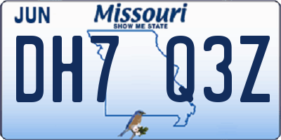 MO license plate DH7Q3Z