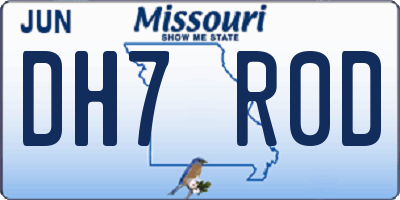 MO license plate DH7R0D