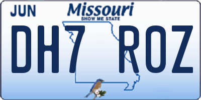 MO license plate DH7R0Z
