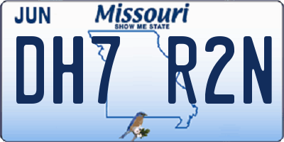 MO license plate DH7R2N