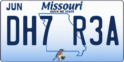 MO license plate DH7R3A