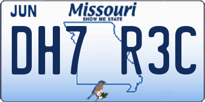 MO license plate DH7R3C