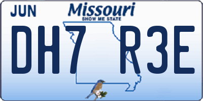 MO license plate DH7R3E