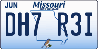MO license plate DH7R3I
