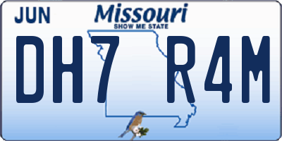 MO license plate DH7R4M