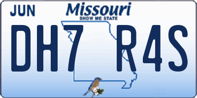 MO license plate DH7R4S
