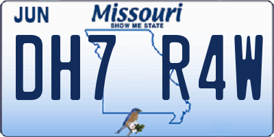 MO license plate DH7R4W