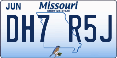 MO license plate DH7R5J