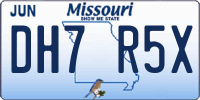 MO license plate DH7R5X