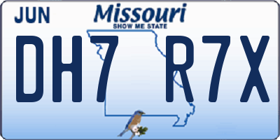 MO license plate DH7R7X